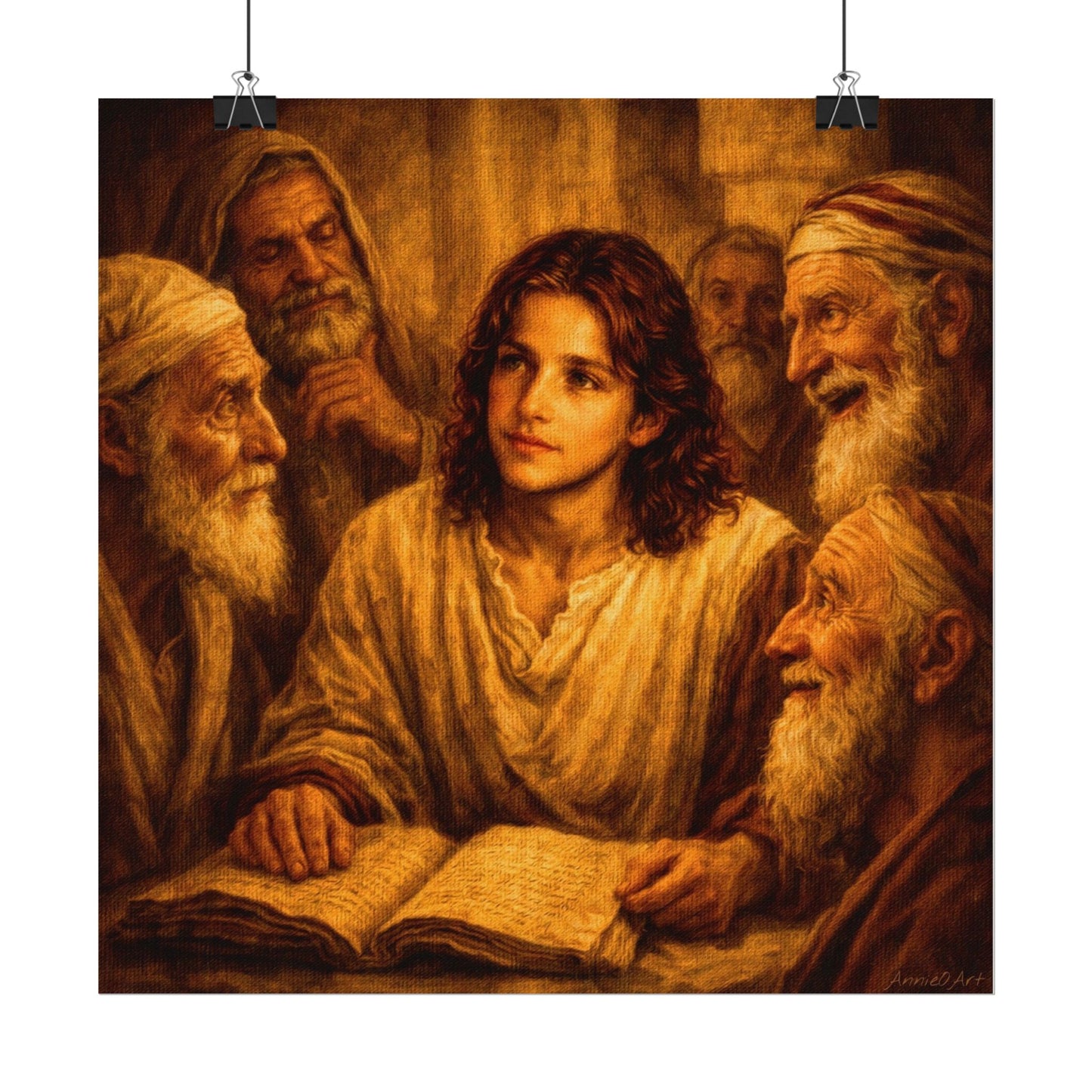 Jesus Teaching at the Temple — Textured Oil Matte Wall Art Poster