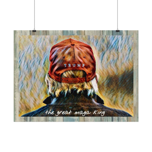 Textured Watercolor Matte Poster — 'The Great MAGA King' Red Hat Artwork