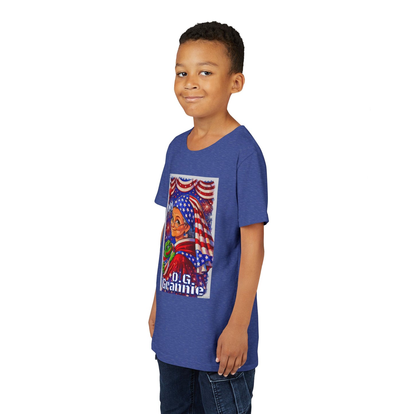 Grandma Anons & Keyboard Warriors for your Littles, “I ♥️ My O.G. Grannie" Youth T-Shirt – American Flag Grandma Design