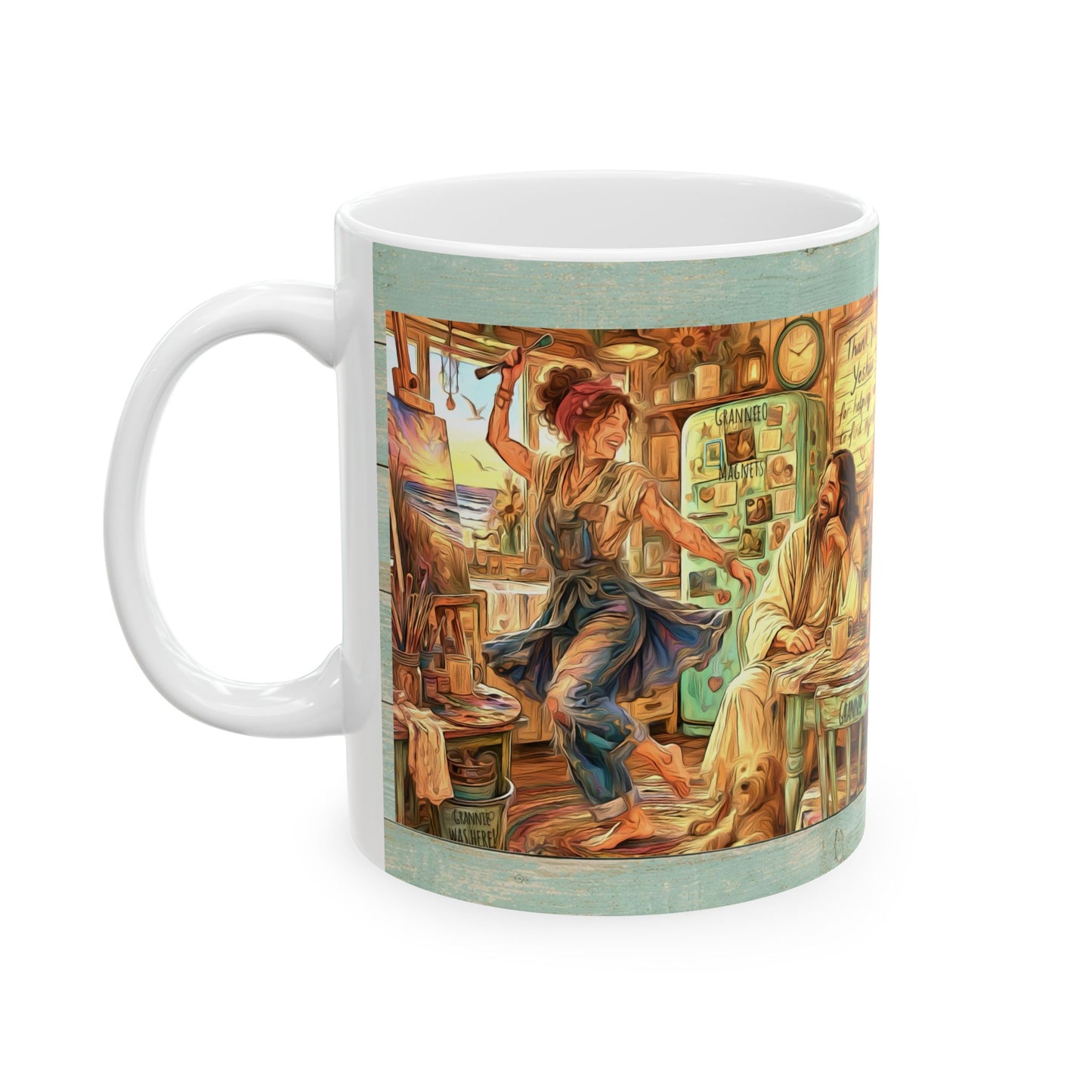 Ceramic Mug — Inspirational Artist Jesus Studio Scene (Thank You Yeshua)