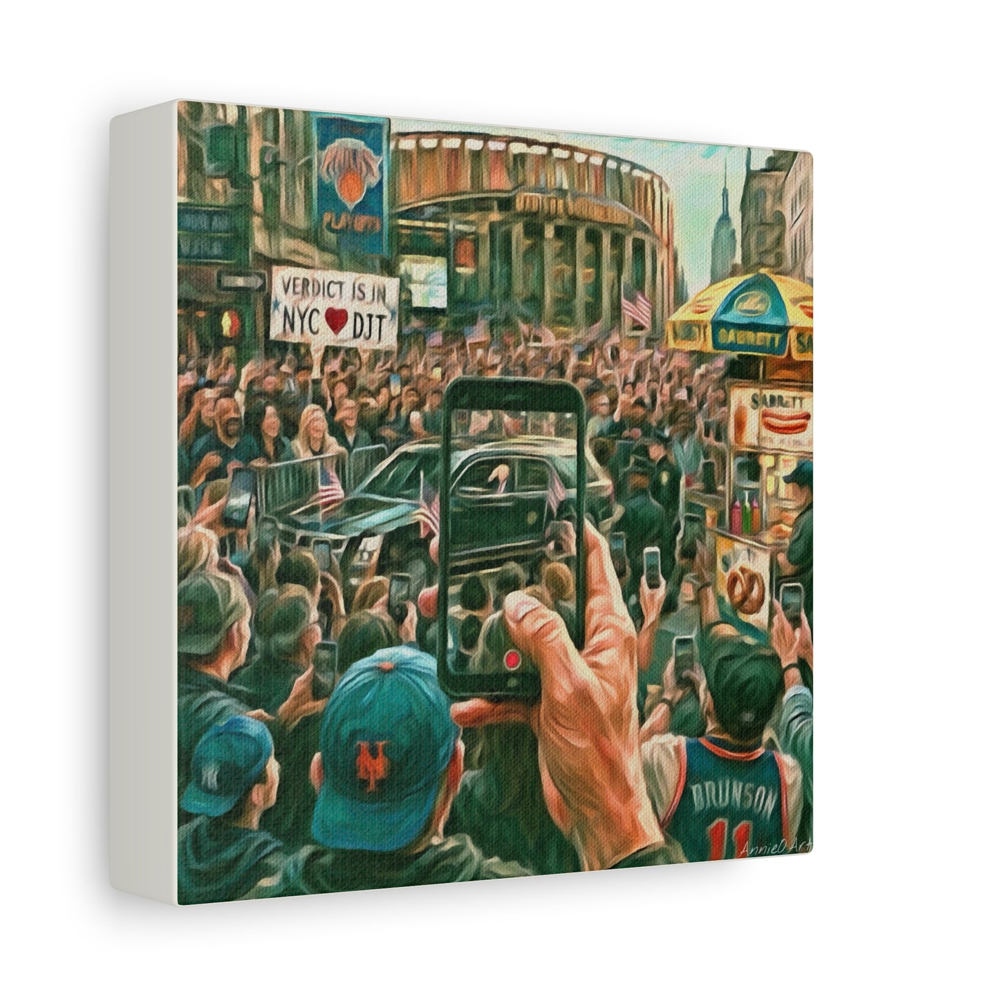 Trump Cheered At The Garden— Canvas Art - NYC Crowd Cheering with Phone Recording (Stretched 1.25")