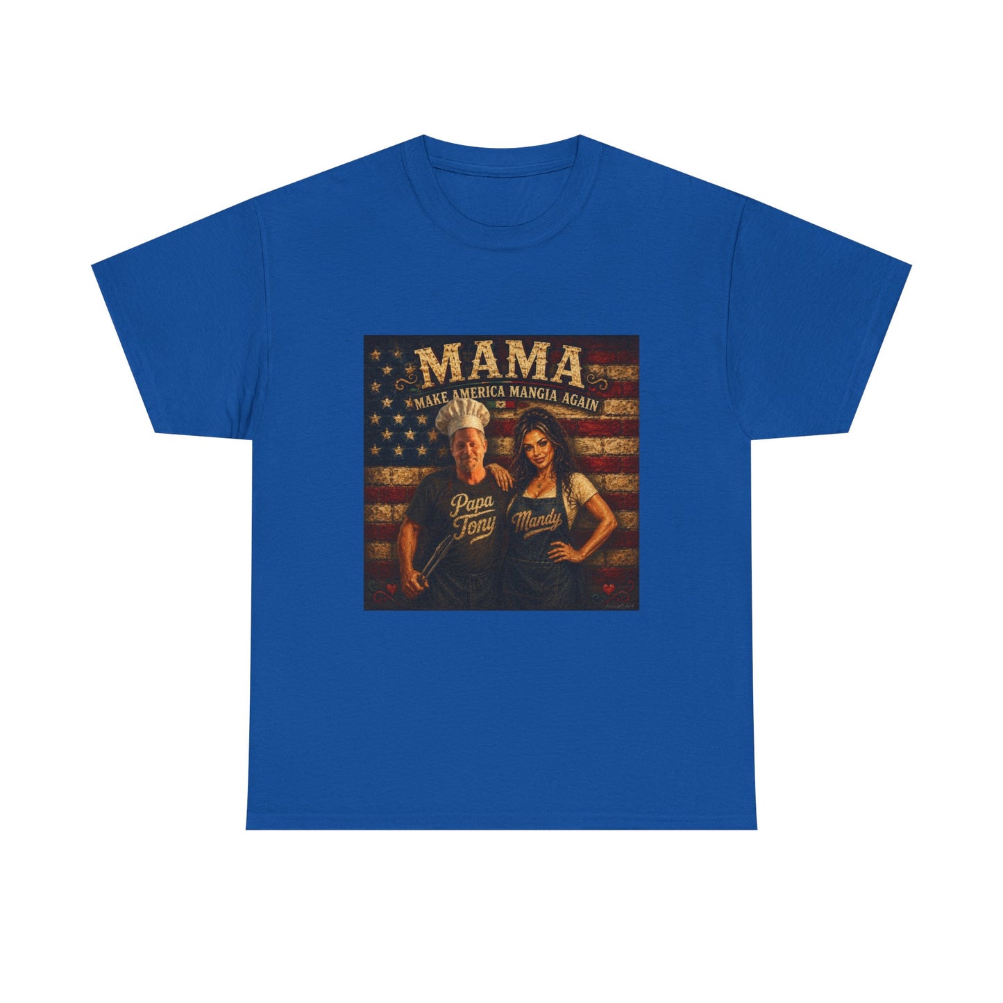 CUSTOM for MANDY—Mama Pizza Team T-Shirt — Retro American Flag Pizza Chef Graphic Tee