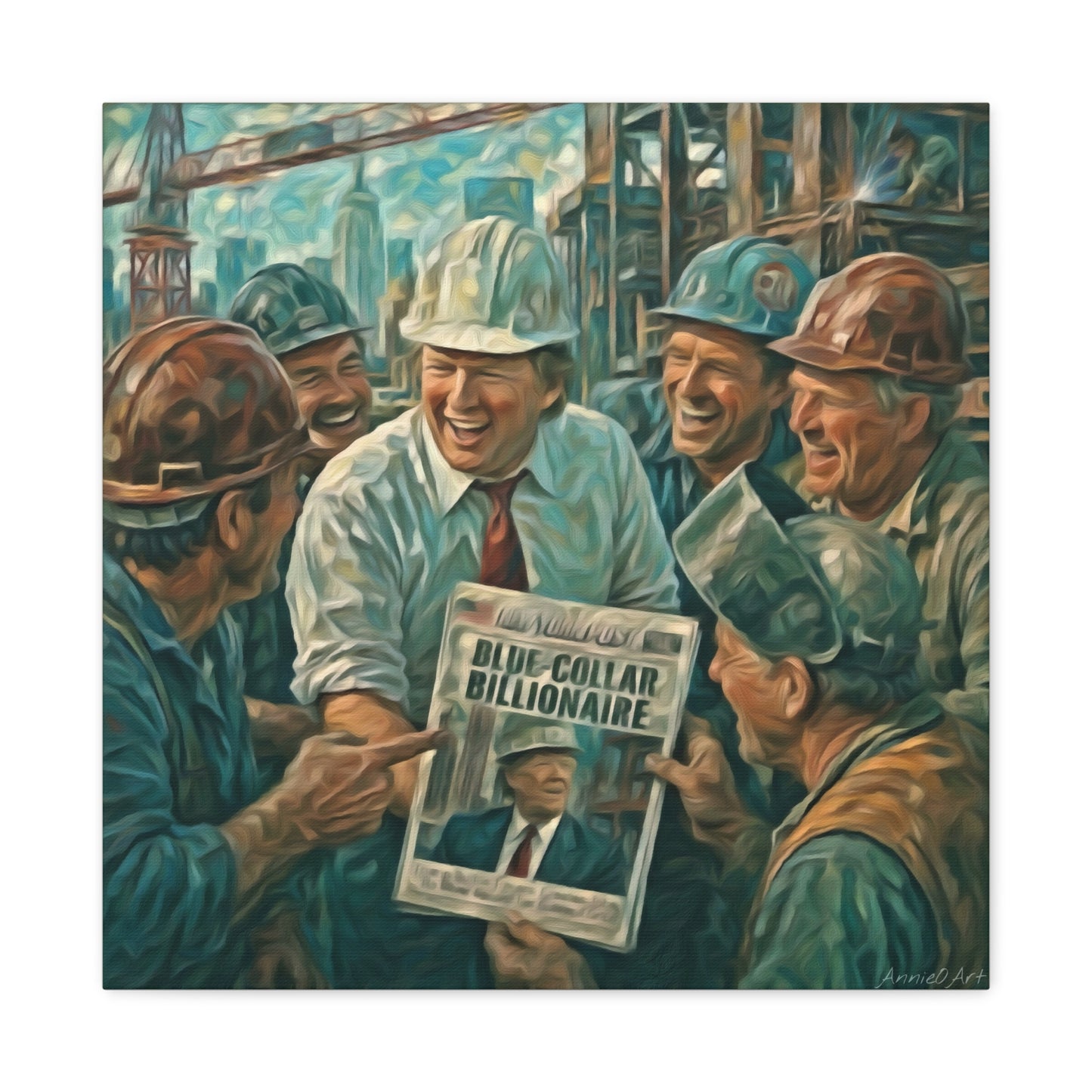Trump Blue-Collar Billionaire Canvas Print — Vintage Labor Wall Art