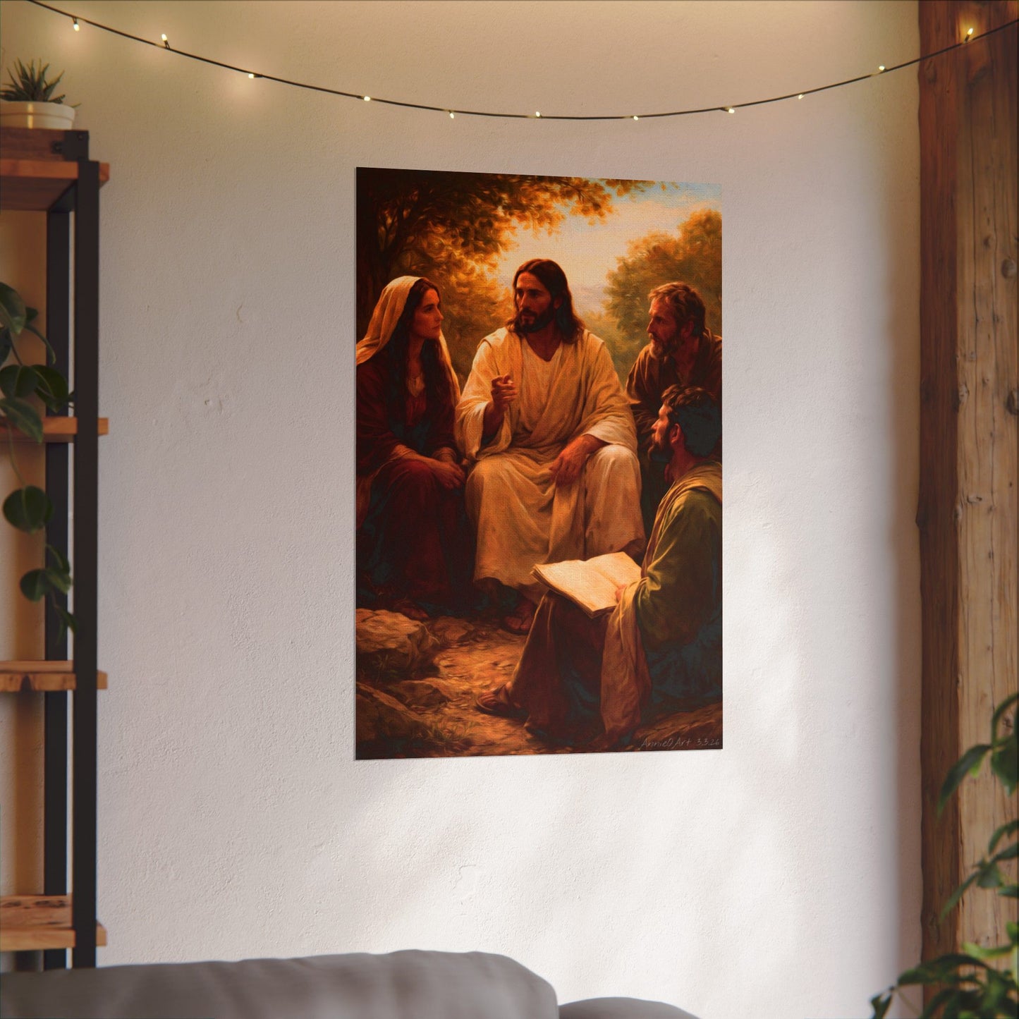 Jesus Watercolor Matte Poster — Jesus Teaching Scene