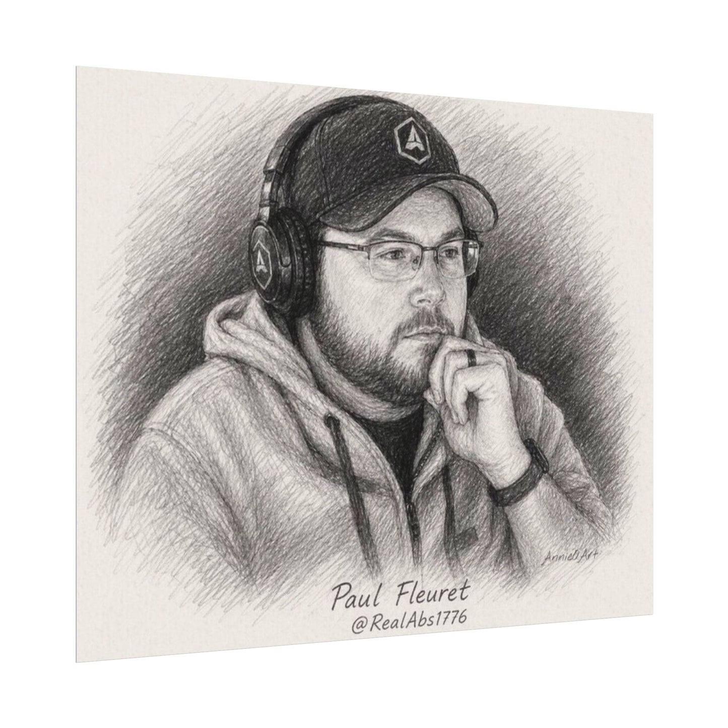 Absolute Storm— Paul “Abs”—Textured Watercolor Portrait Poster — Sketch-Style Poster Art