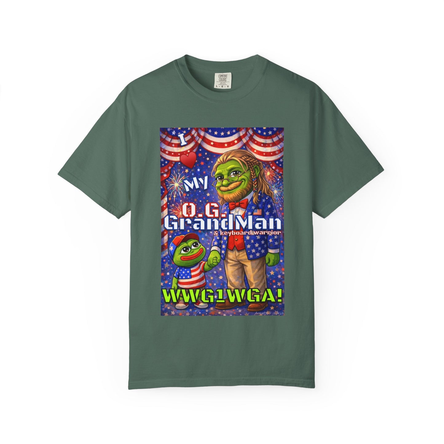 Grandpa/GrandMan Keyboard Warriors— "I ♥️ My O.G. GrandMan" Patriotic Pepe Graphic (WWG1WGA)