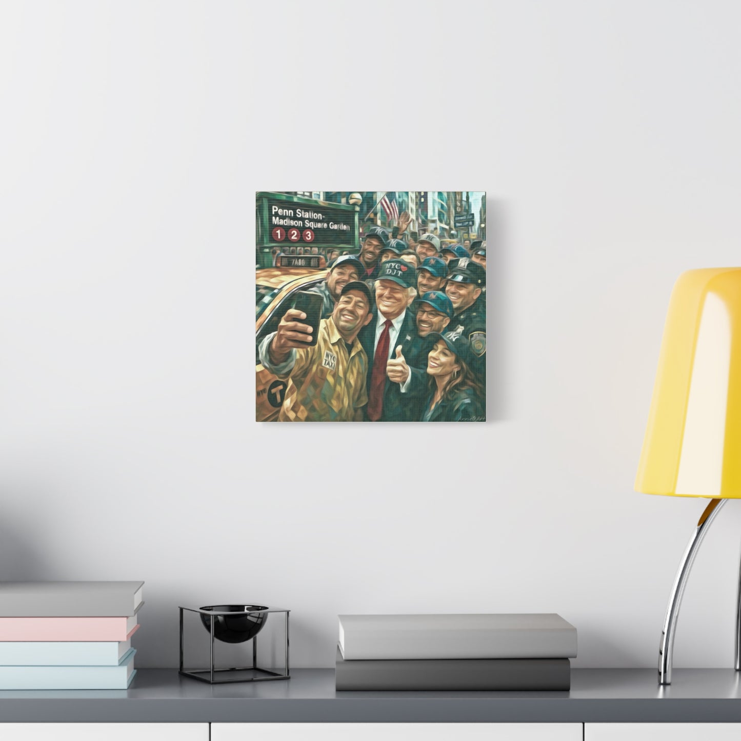NYC❤️DJT—Trump New York Taxi Selfie Matte Canvas Wall Art — Stretched 1.25"