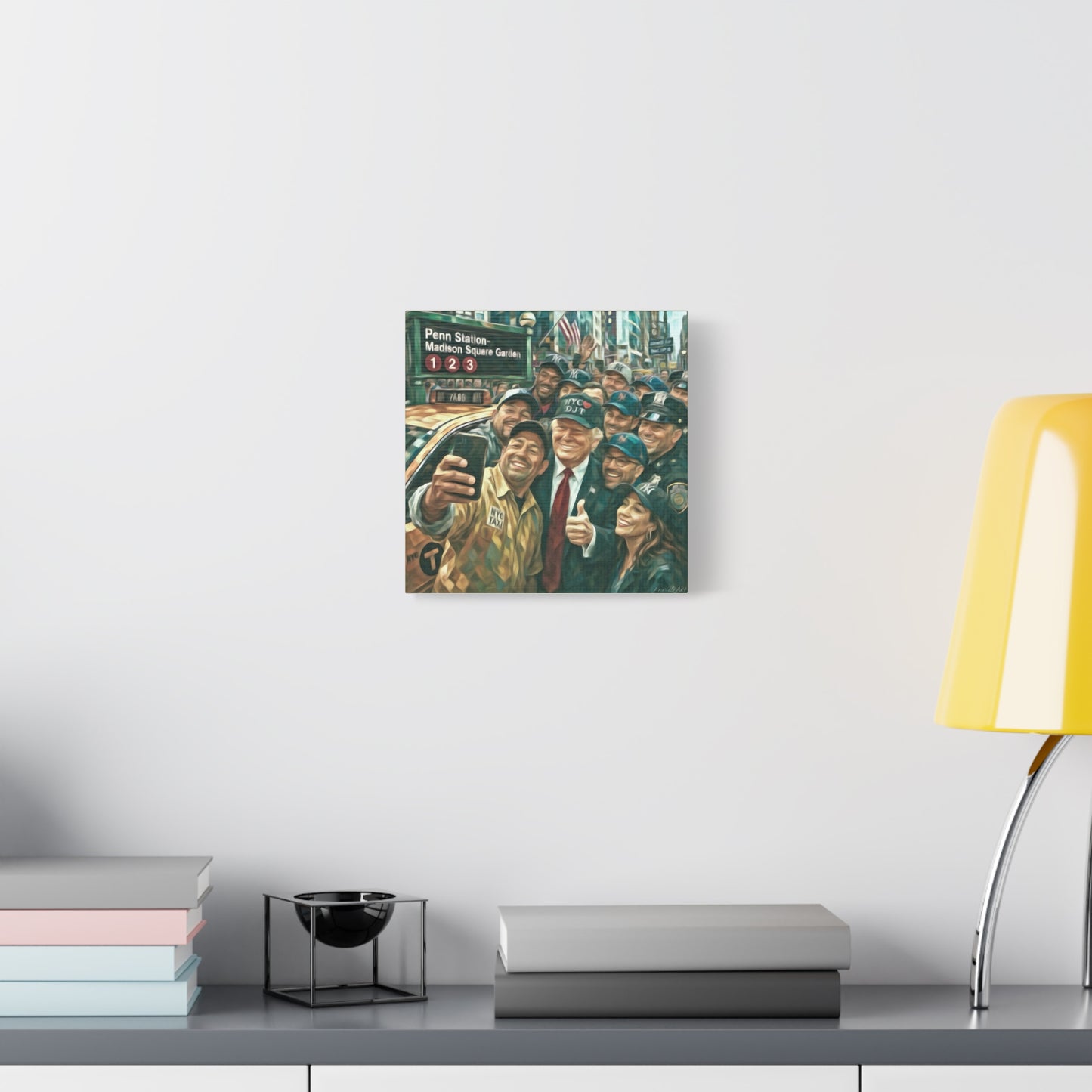NYC❤️DJT—Trump New York Taxi Selfie Matte Canvas Wall Art — Stretched 1.25"