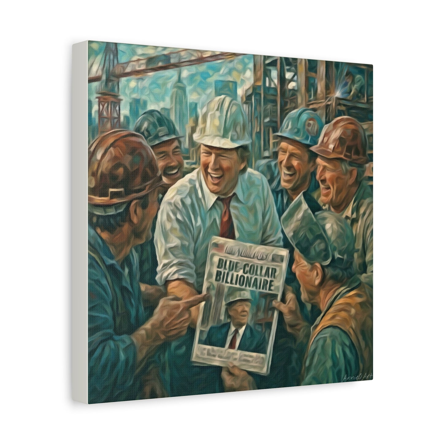 Trump Blue-Collar Billionaire Canvas Print — Vintage Labor Wall Art
