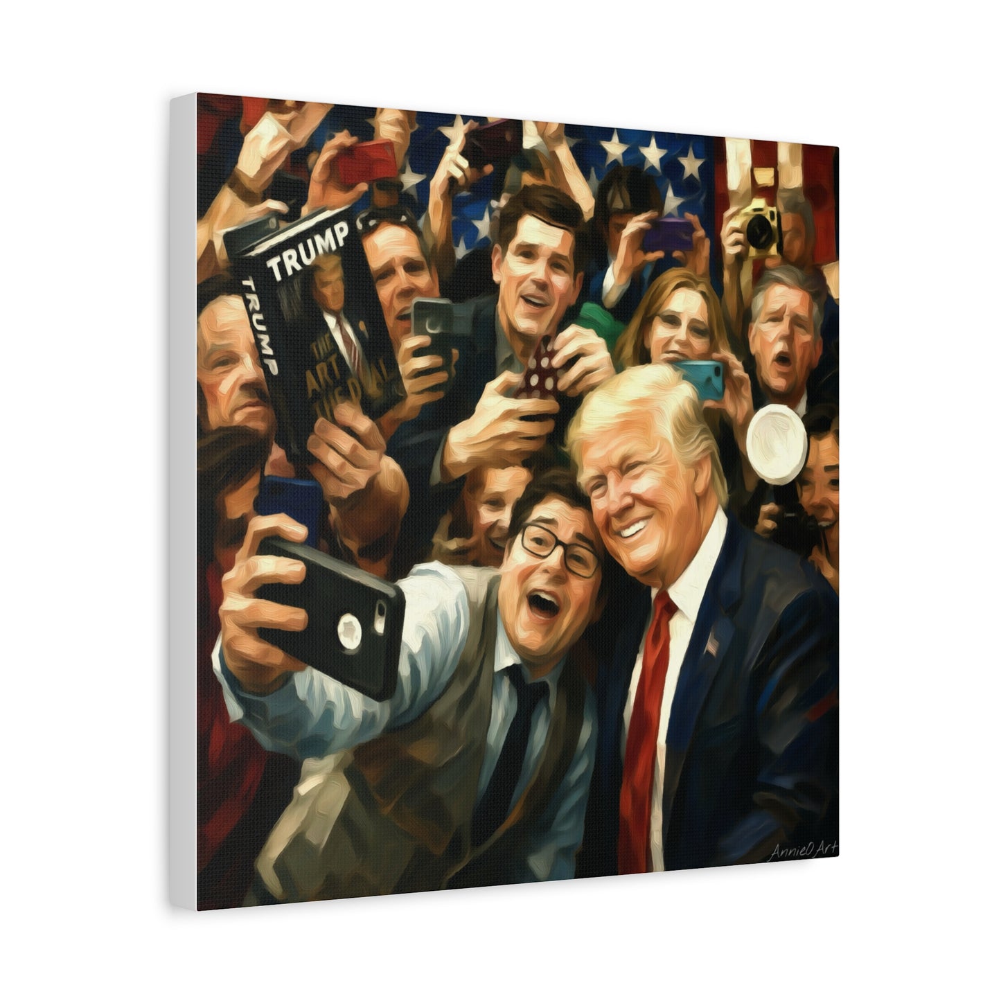 Trump Patriotic Crowd Selfie Canvas - Stretched Matte Wall Art