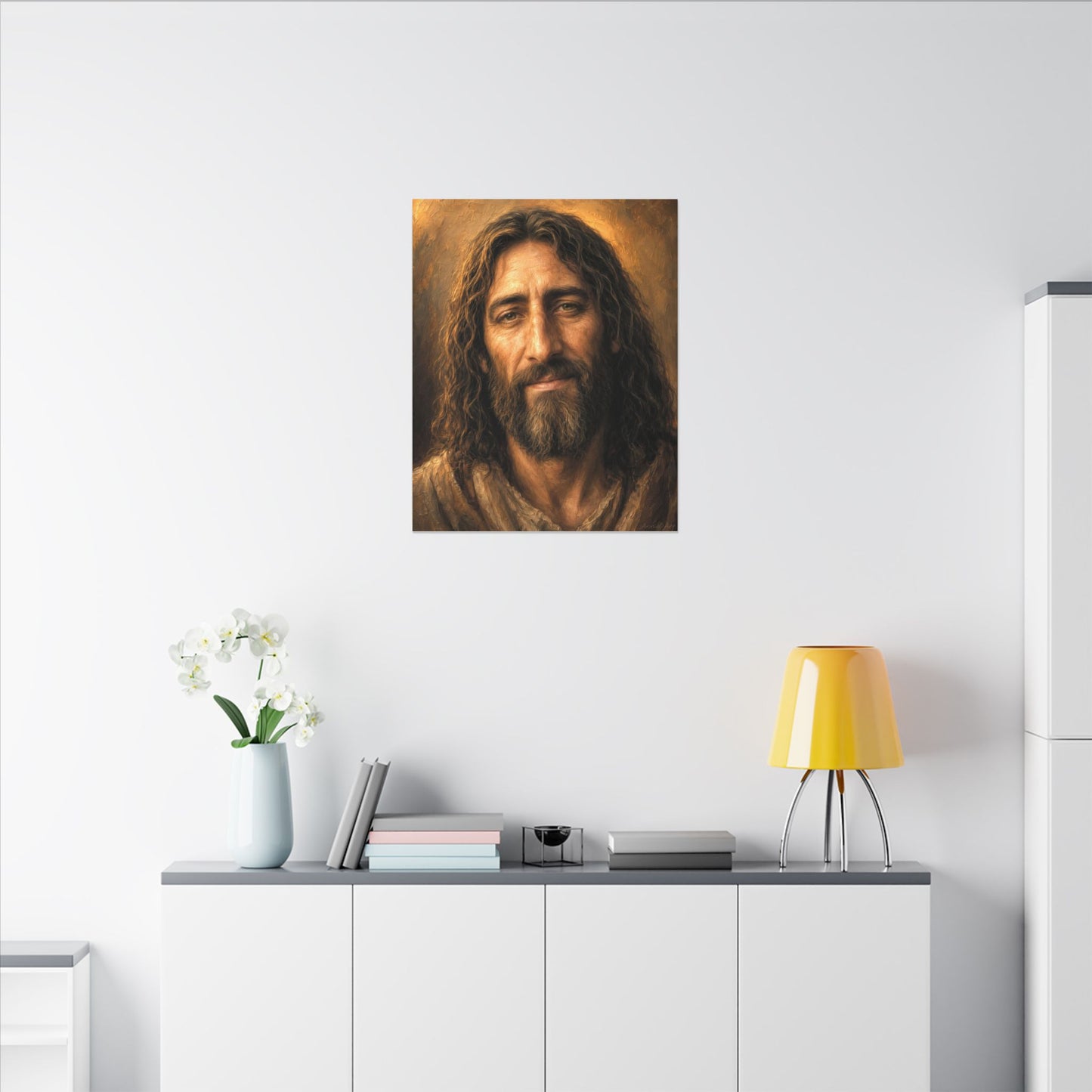 Jesus Portrait of Jesus Christ, Warm Inspirational Wall Art Canvas