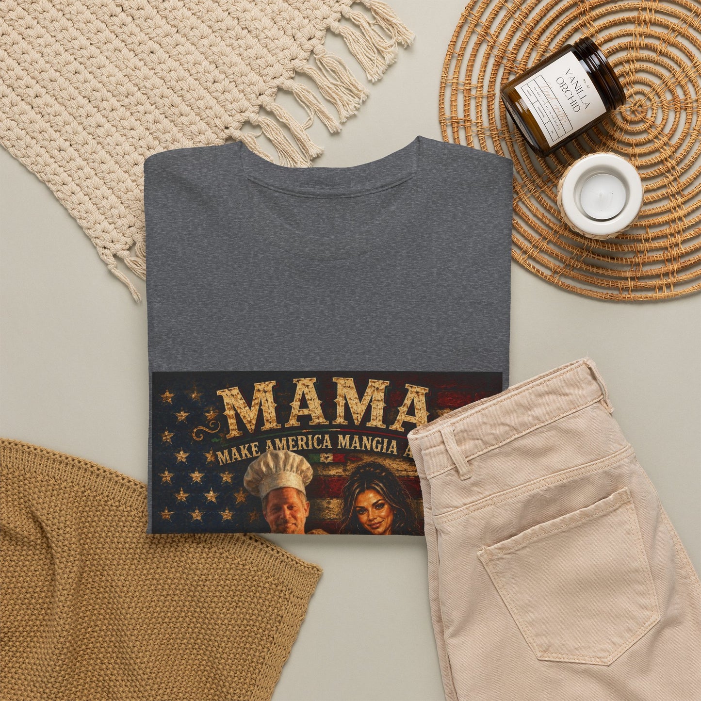 CUSTOM for MANDY—Mama Pizza Team T-Shirt — Retro American Flag Pizza Chef Graphic Tee