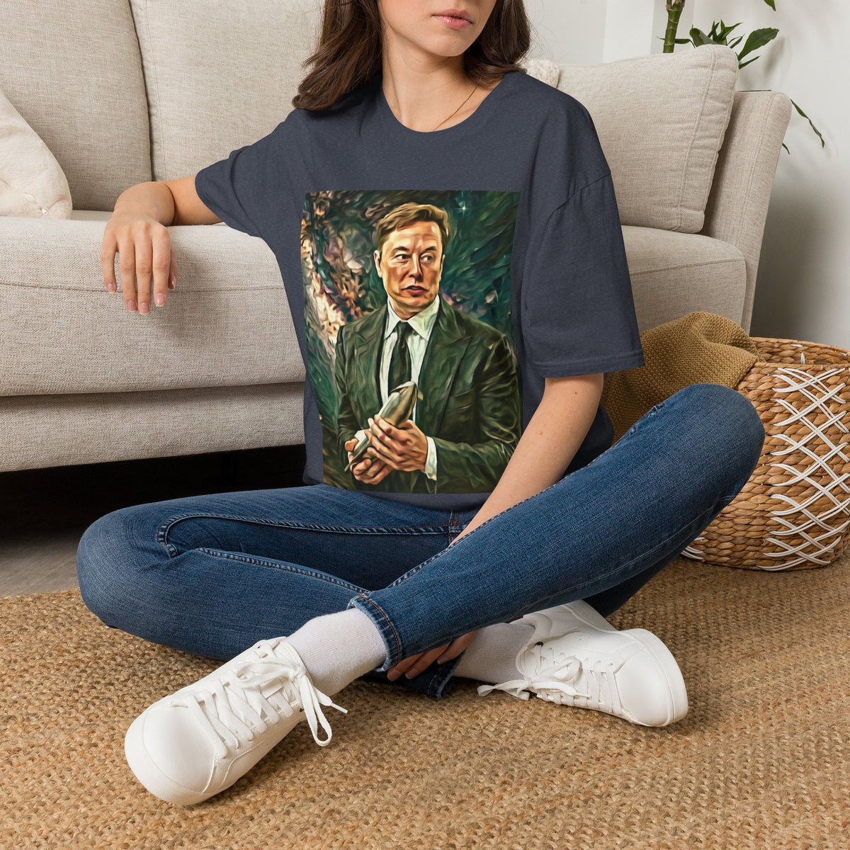 Elon Musk with Rocket— Graphic T-Shirt