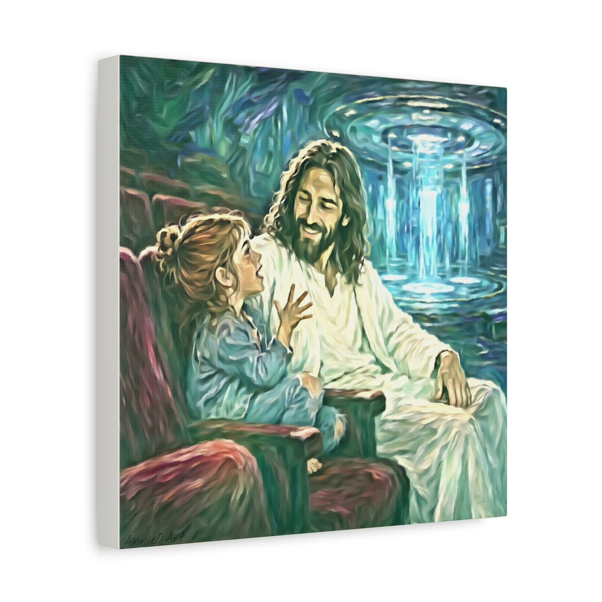 Jesus with Child Matte Canvas Wall Art — Stretched 1.25" Inspirational Christian Decor
