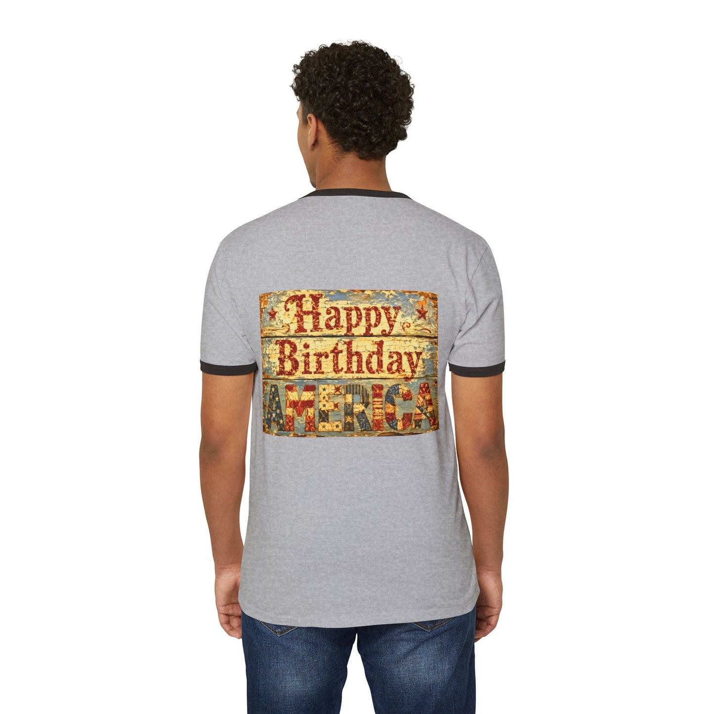 Trump Ringer T-Shirt — "The Storm" Front Graphic & "Happy Birthday America" Back Retro Print