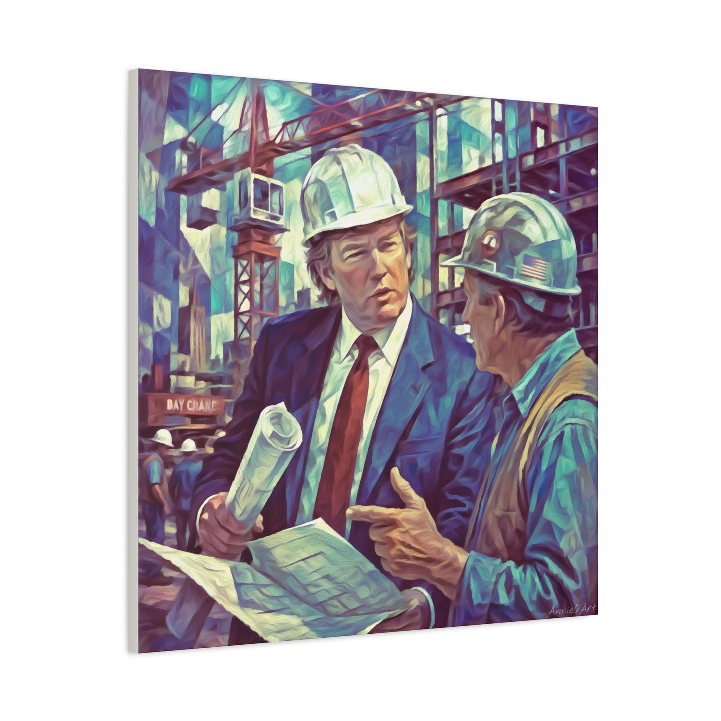 Trump Construction Site Portrait Canvas - Vintage Art