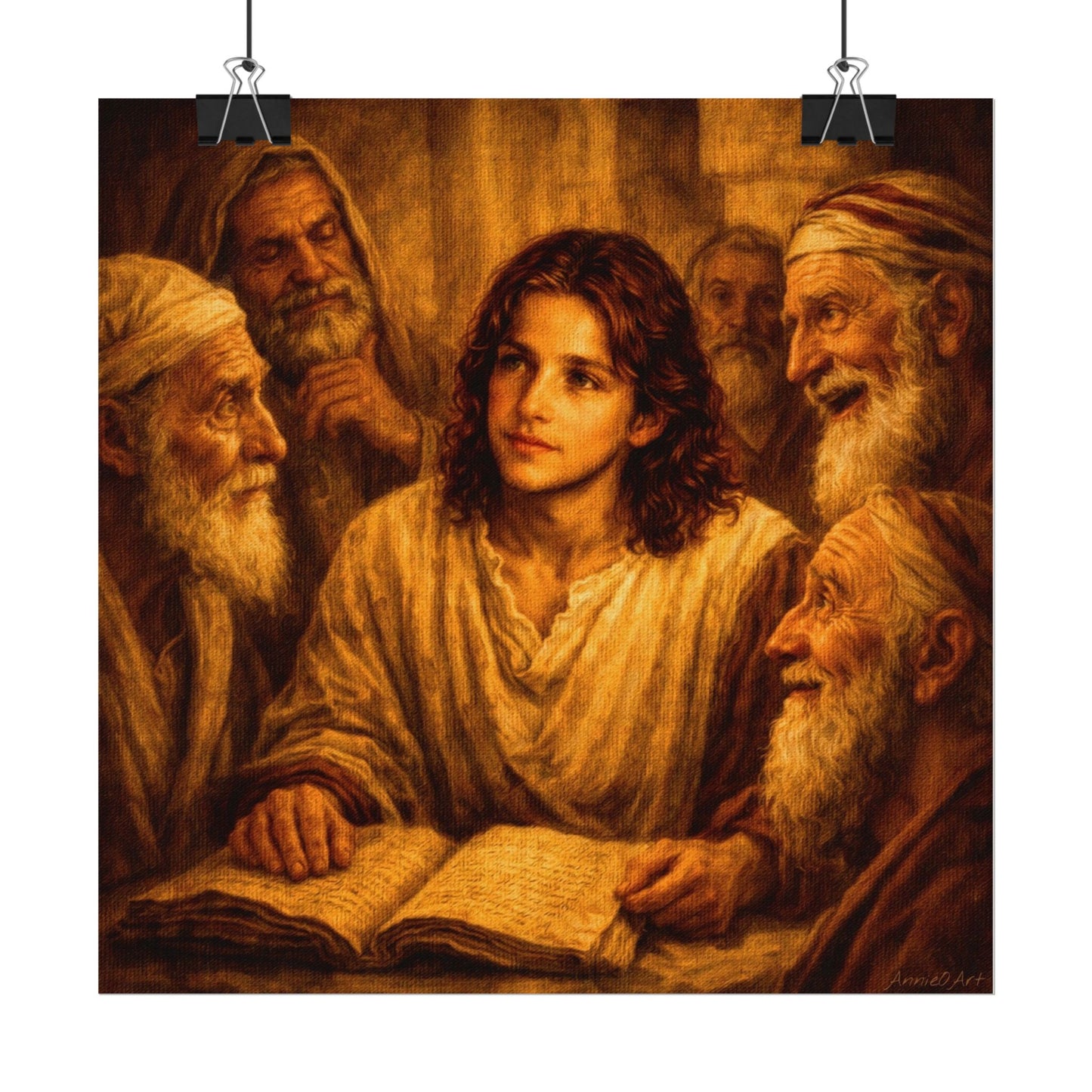 Jesus Teaching at the Temple — Textured Oil Matte Wall Art Poster