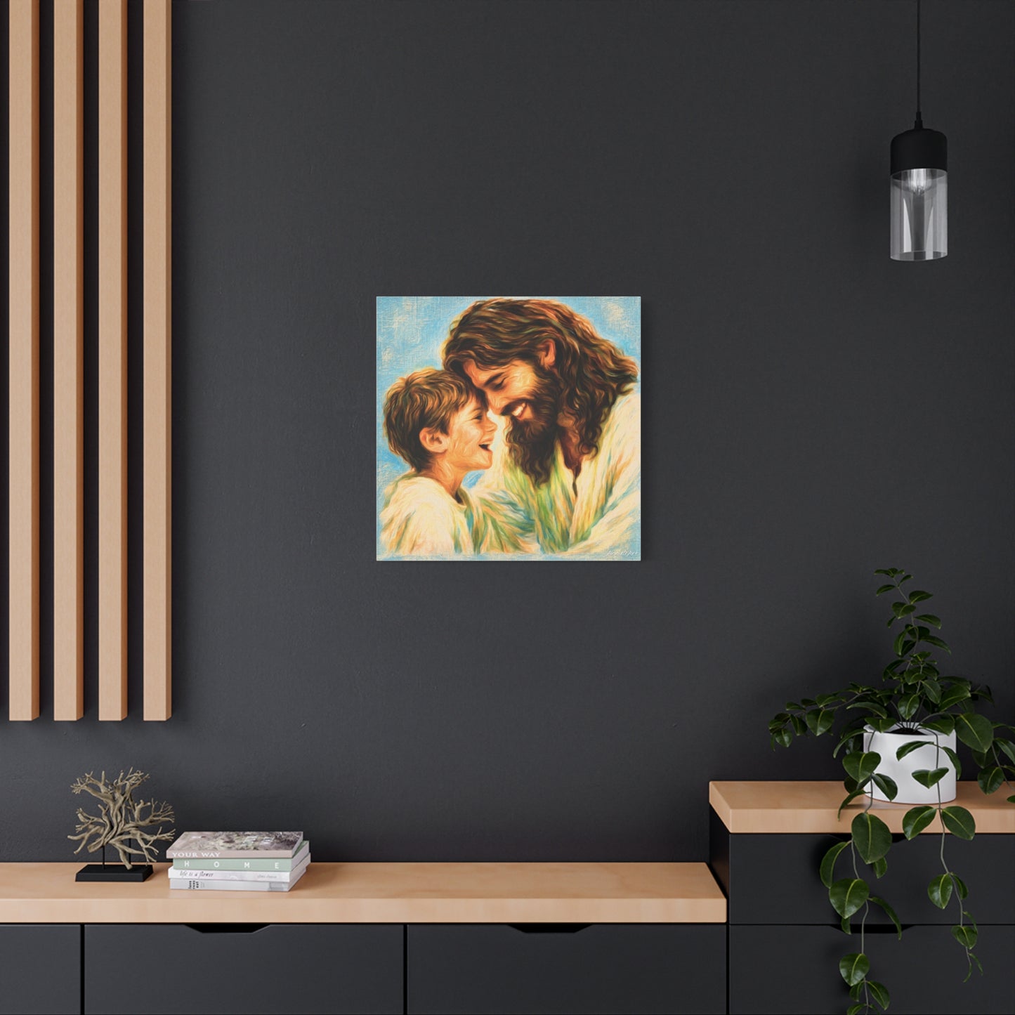 Smiling Jesus and Child Matte Canvas Wall Art