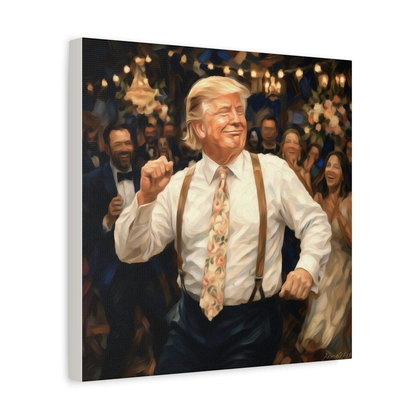 Vintage Festive Trump Dancing Canvas Wall Art