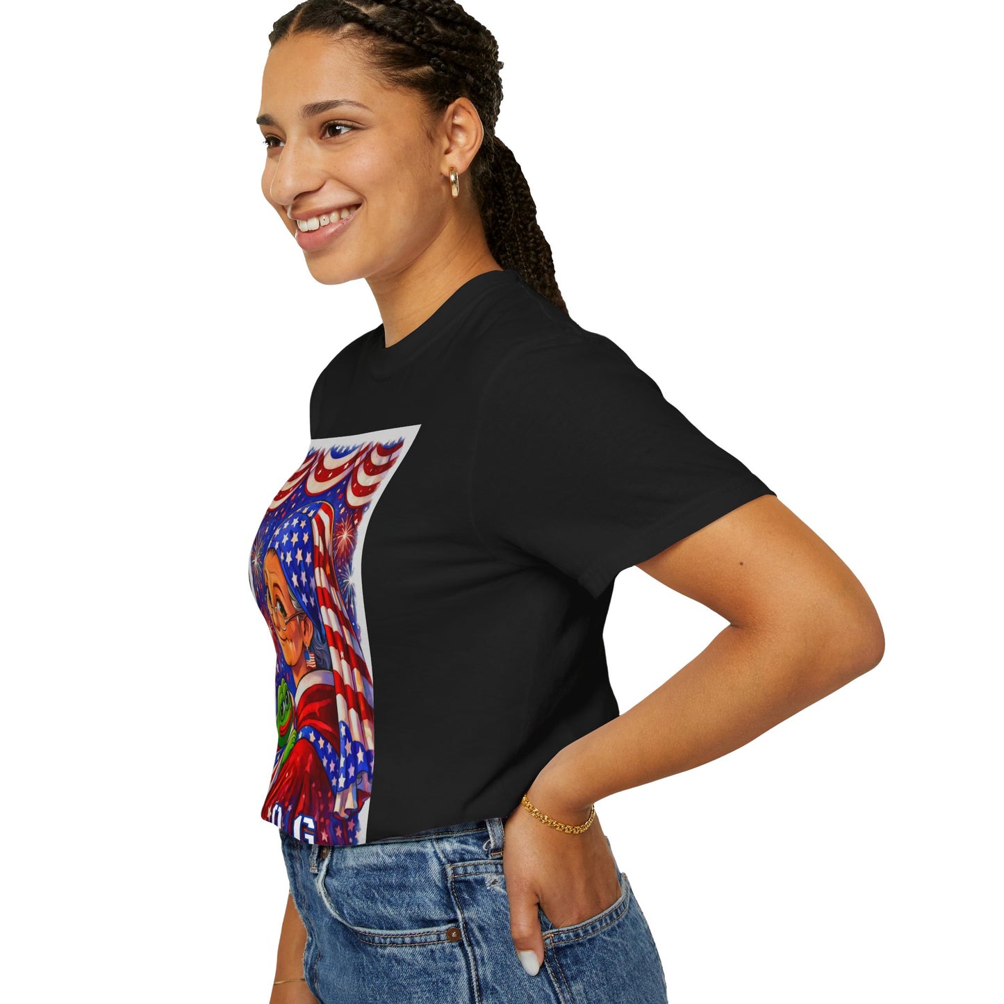 Grandmas Patriotic Original Gansta “OG Grannie” T-Shirt — American Flag Grandma w baby Pepe Graphic Tee