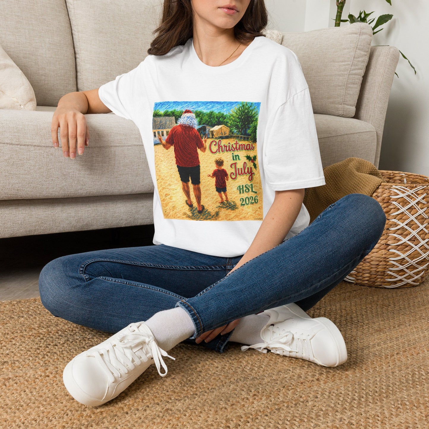 T-Shirt — Christmas in July Santa Beach Graphic Tee