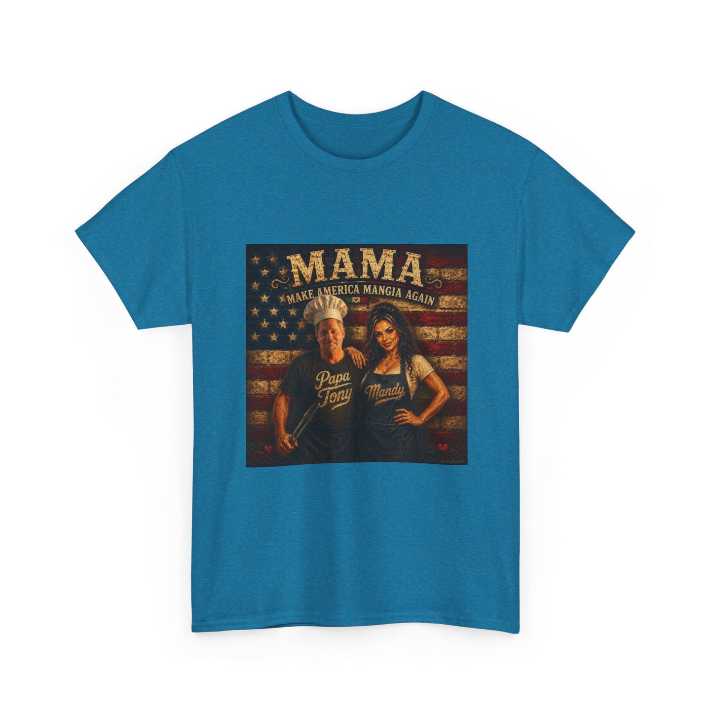 CUSTOM for MANDY—Mama Pizza Team T-Shirt — Retro American Flag Pizza Chef Graphic Tee