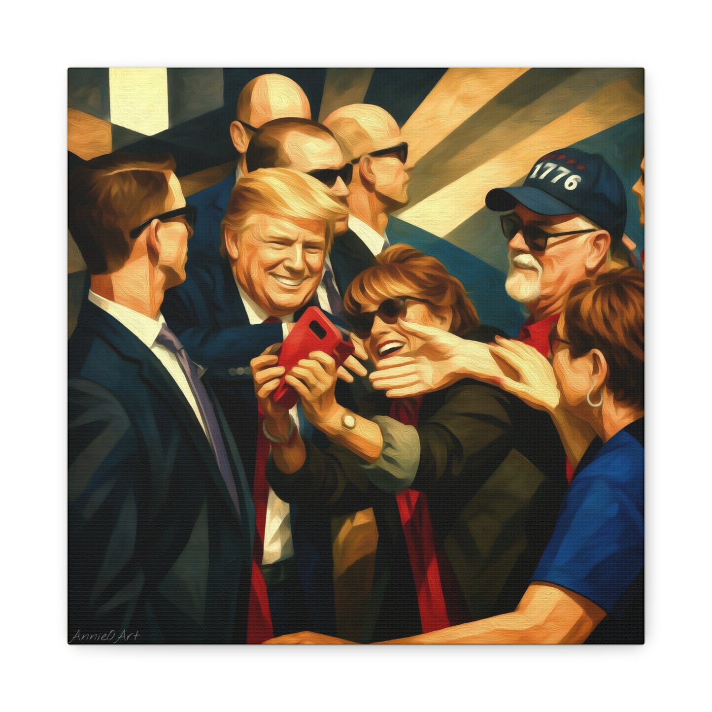 Trump Selfie with Supporters—Matte Canvas Art - Stretched 1.25"