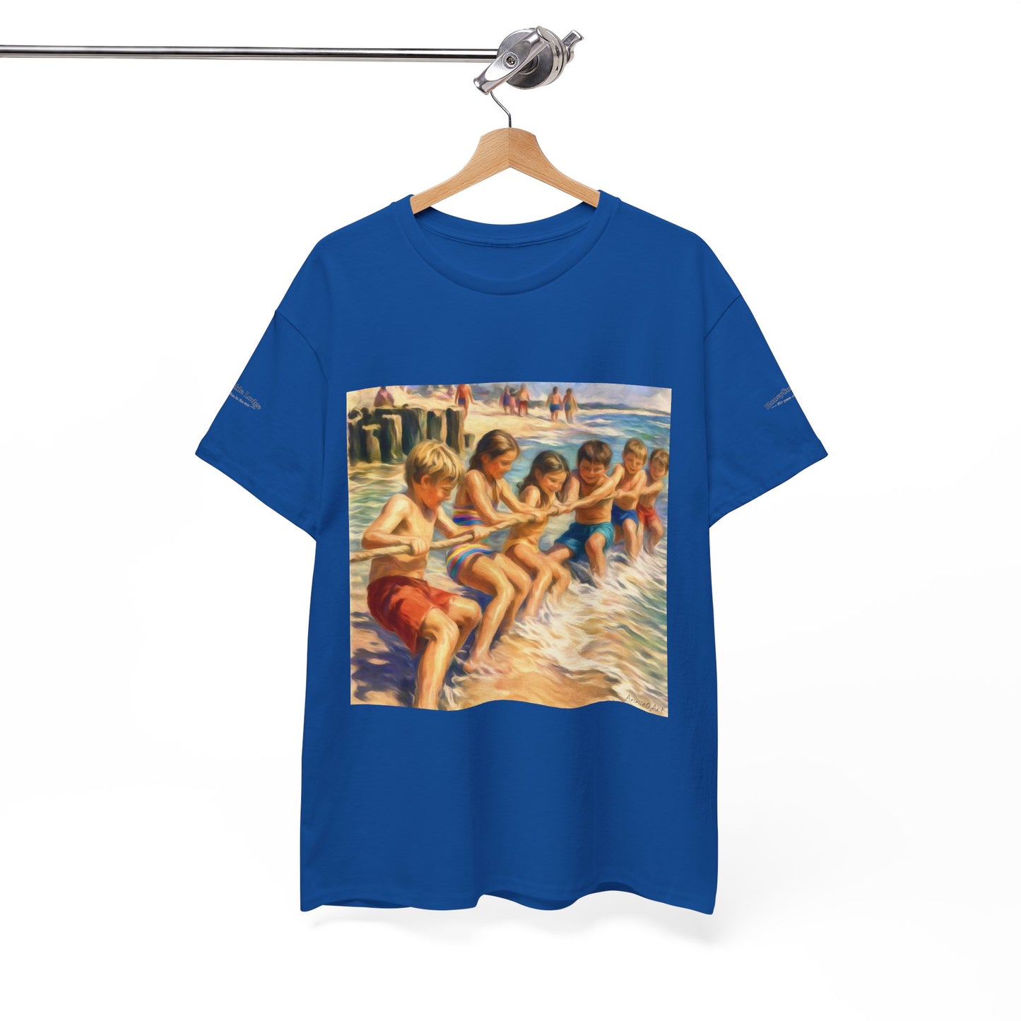 Honeysuckle Lodge Vintage Beach Print tee shirt front/back ("Honeysuckle Lodge - 50+ years of fun in the sun")