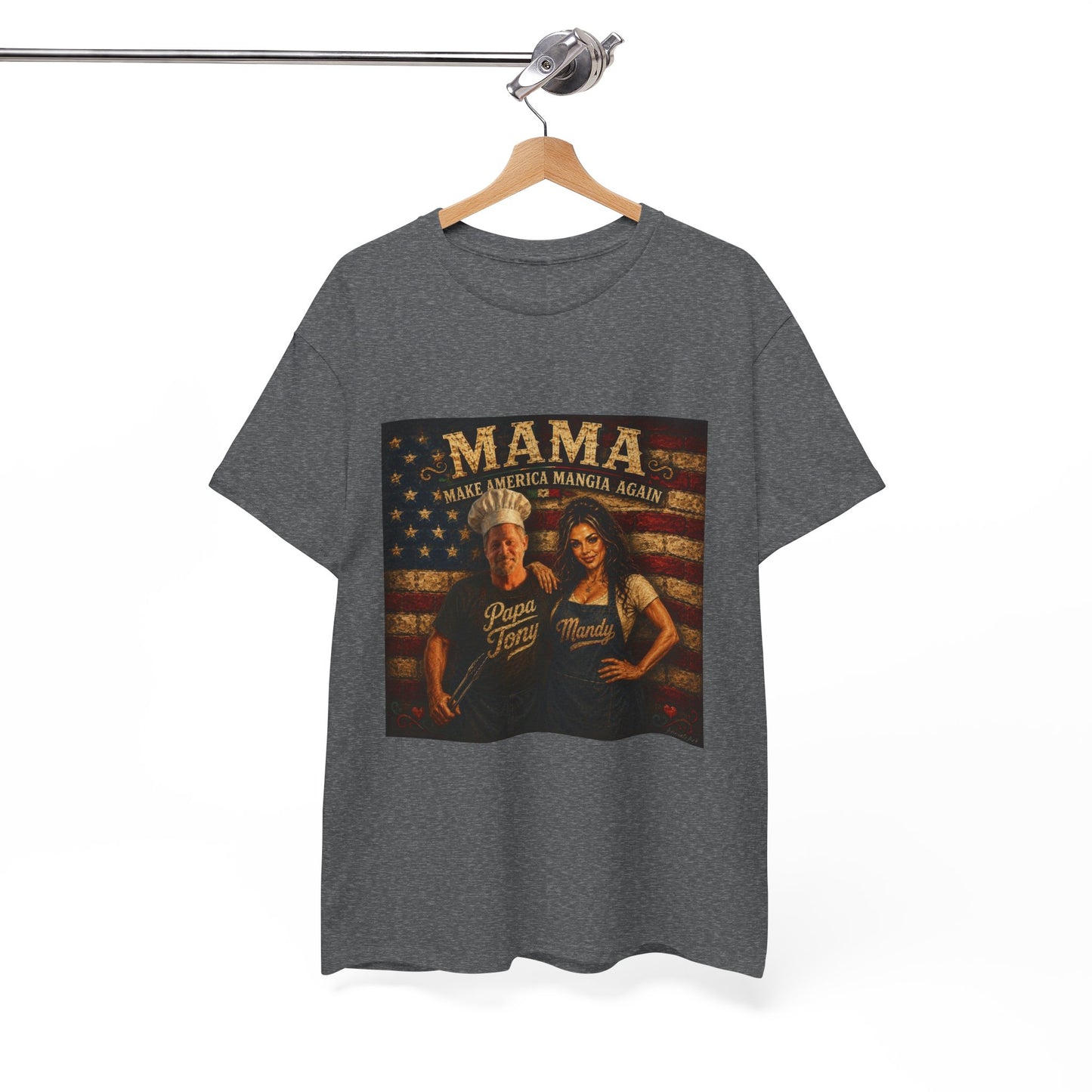 CUSTOM for MANDY—Mama Pizza Team T-Shirt — Retro American Flag Pizza Chef Graphic Tee