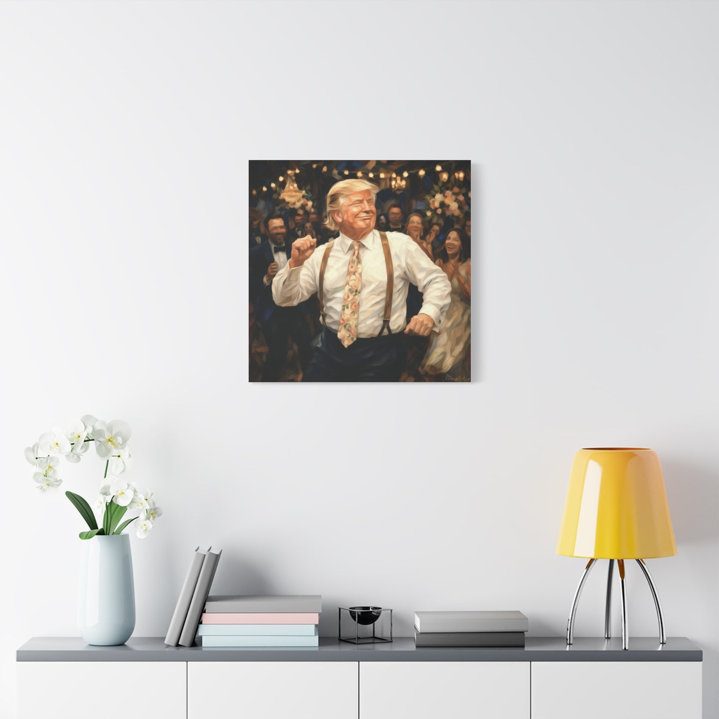 Vintage Festive Trump Dancing Canvas Wall Art