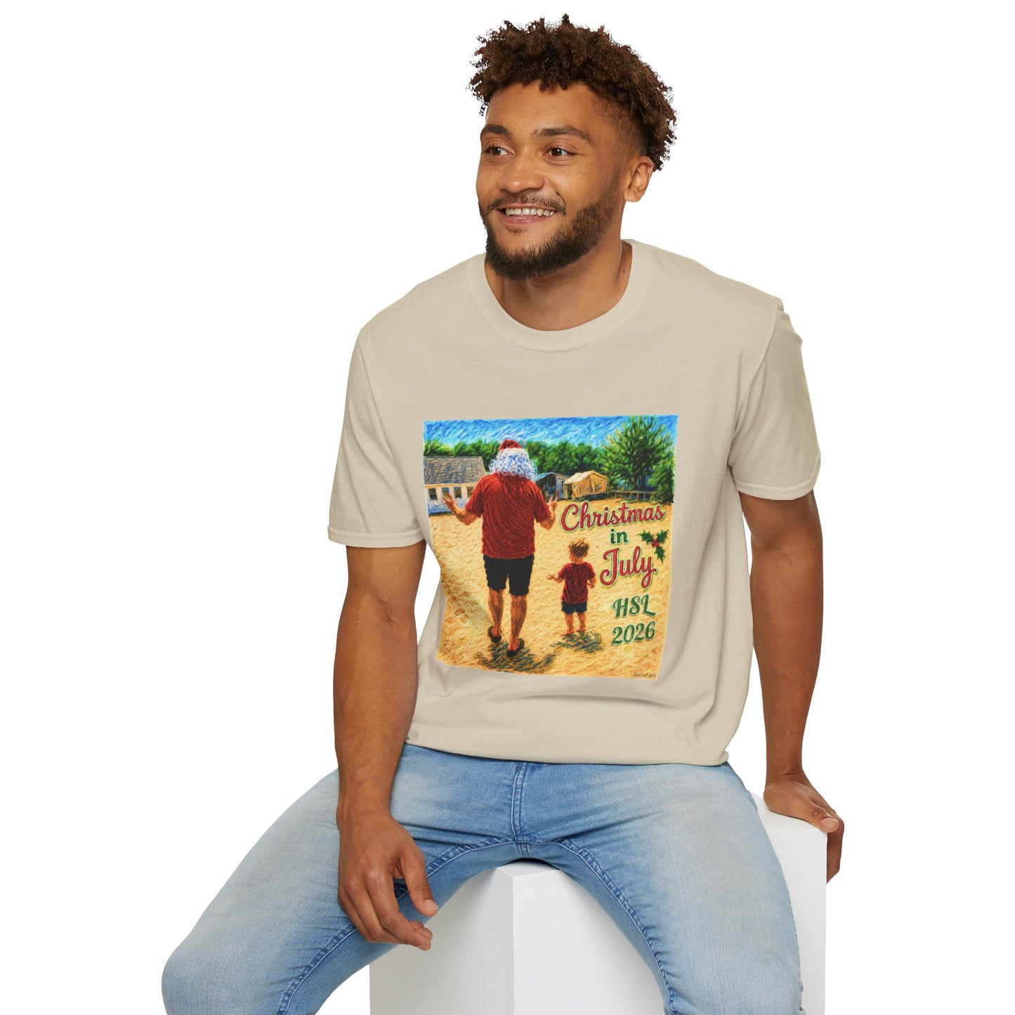 T-Shirt — Christmas in July Santa Beach Graphic Tee