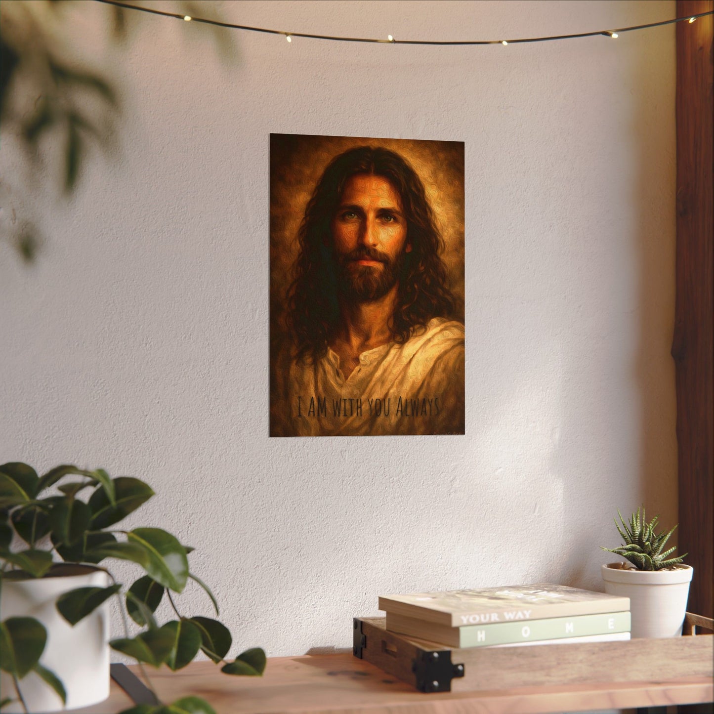 Jesus Portrait Matte Poster - "I Am With You Always" Textured Watercolor Wall Art