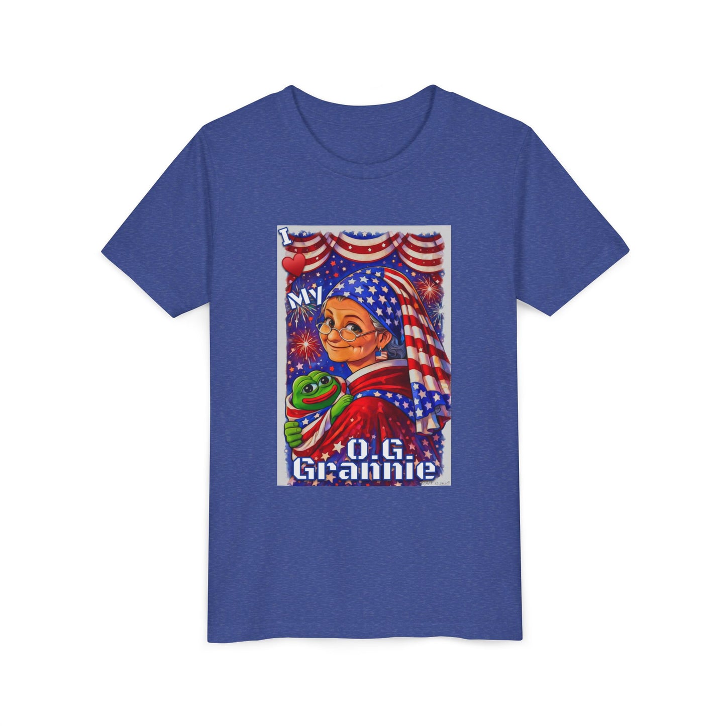 Grandma Anons & Keyboard Warriors for your Littles, “I ♥️ My O.G. Grannie" Youth T-Shirt – American Flag Grandma Design