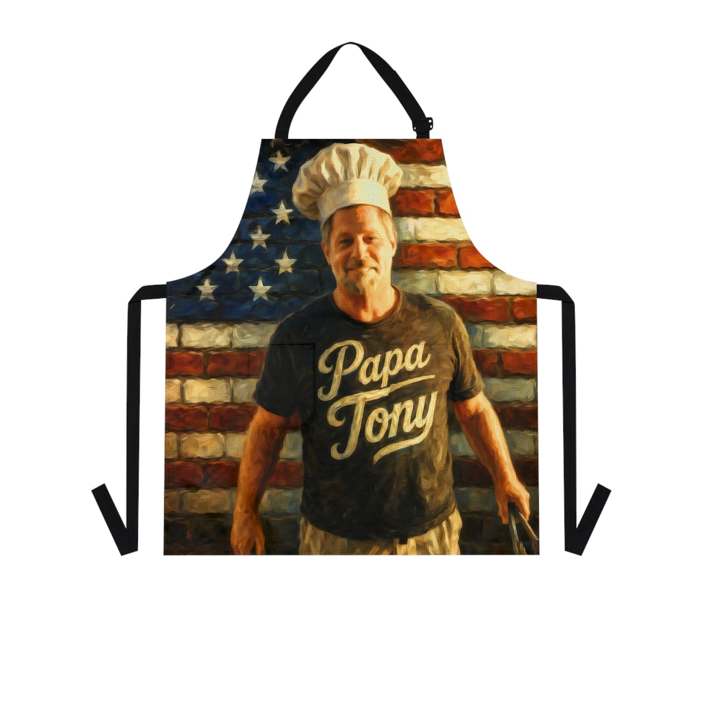 CUSTOM APRON for MANDY—Papa Tony Chef Apron – Patriotic American Flag BBQ Apron