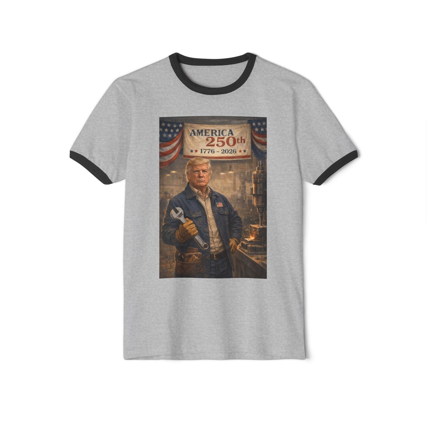 250th Vintage Patriotic Ringer T-Shirt — "America 250th" Independence Celebration Tee