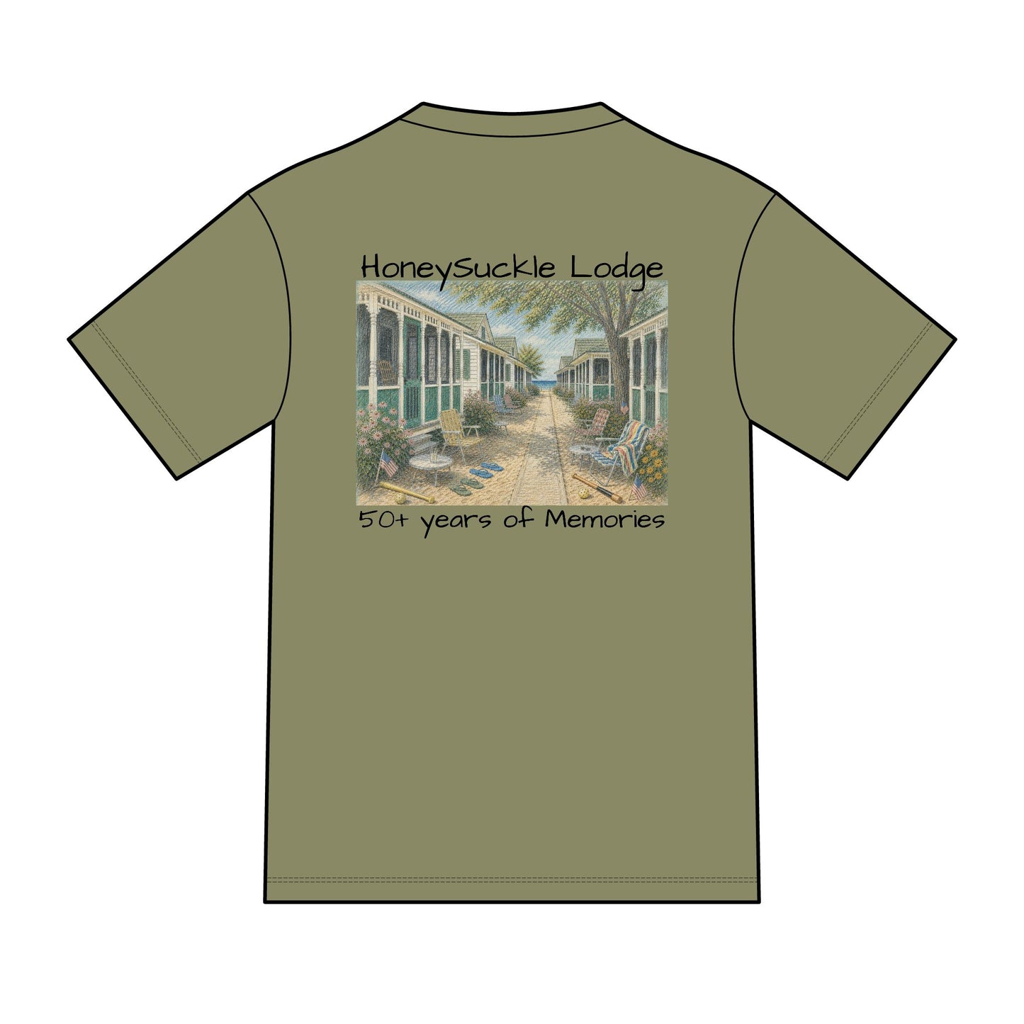 Vintage Americana Distressed Tee – "Happy 250th America!" Honeysuckle Lodge Souvenir T-Shirt