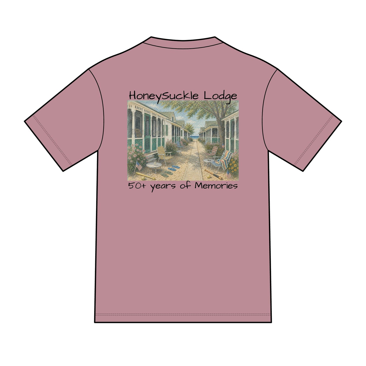 Vintage Americana Distressed Tee – "Happy 250th America!" Honeysuckle Lodge Souvenir T-Shirt