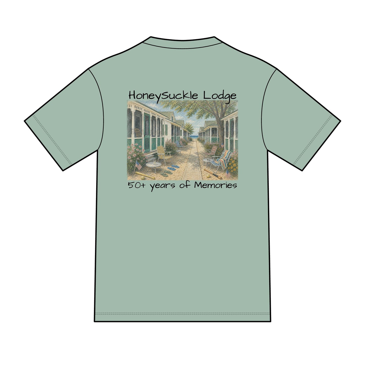 Vintage Americana Distressed Tee – "Happy 250th America!" Honeysuckle Lodge Souvenir T-Shirt