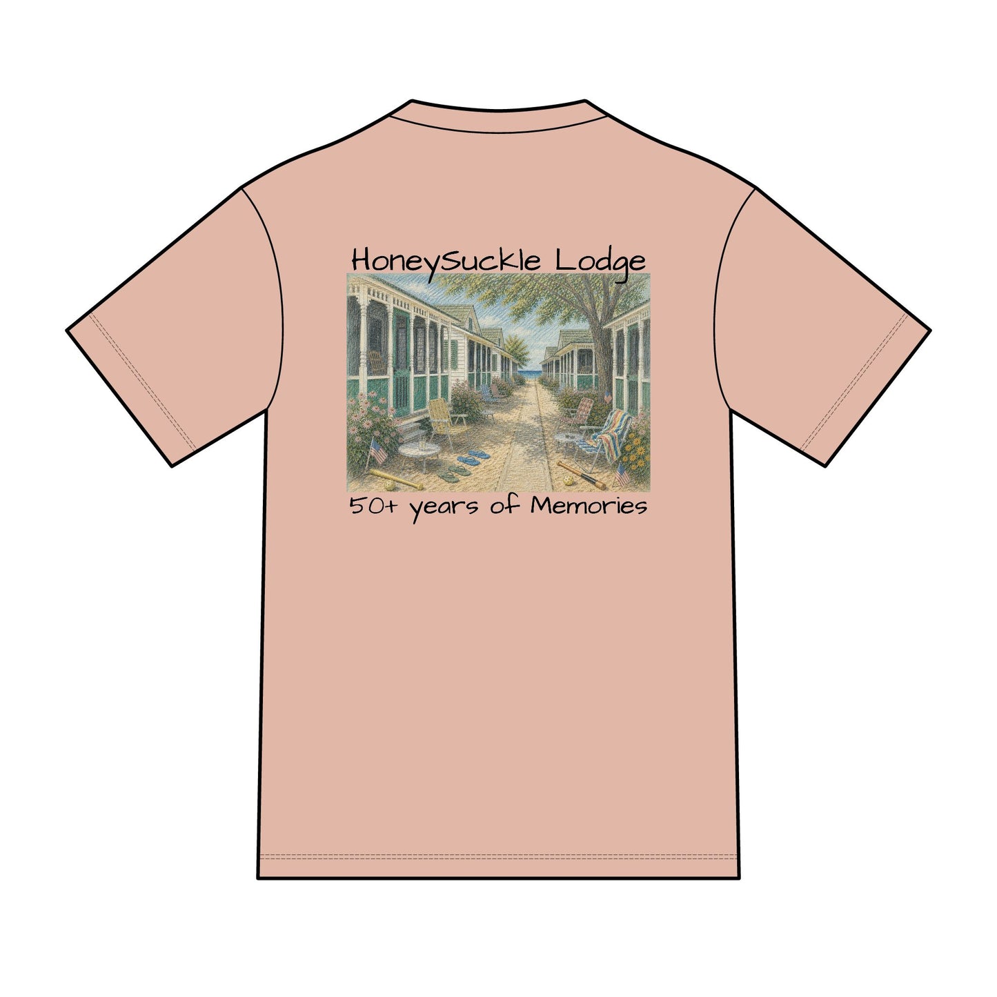Vintage Americana Distressed Tee – "Happy 250th America!" Honeysuckle Lodge Souvenir T-Shirt