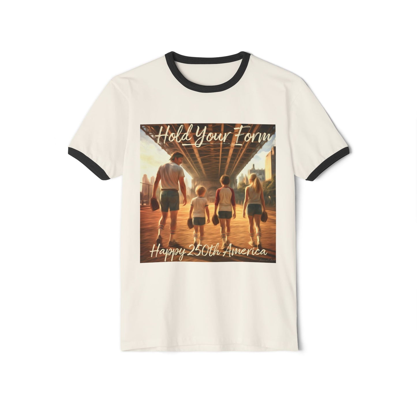 ‘Hold Your Form’ -250th America Vintage Beach Ringer Font & Back Design T-Shirt