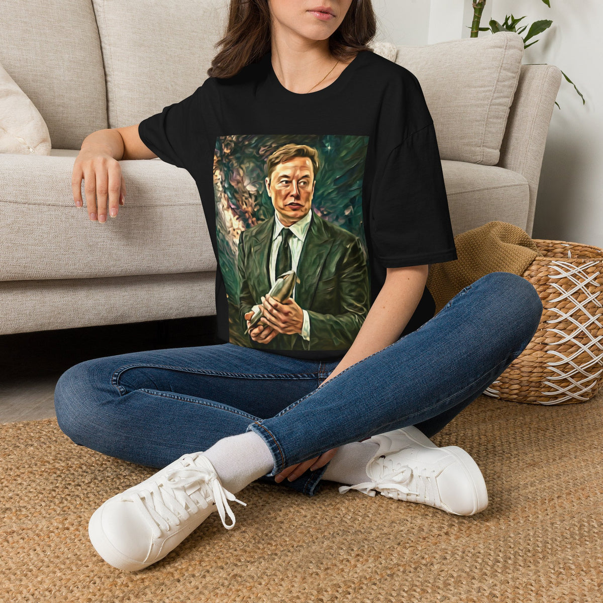 Elon Musk with Rocket— Graphic T-Shirt