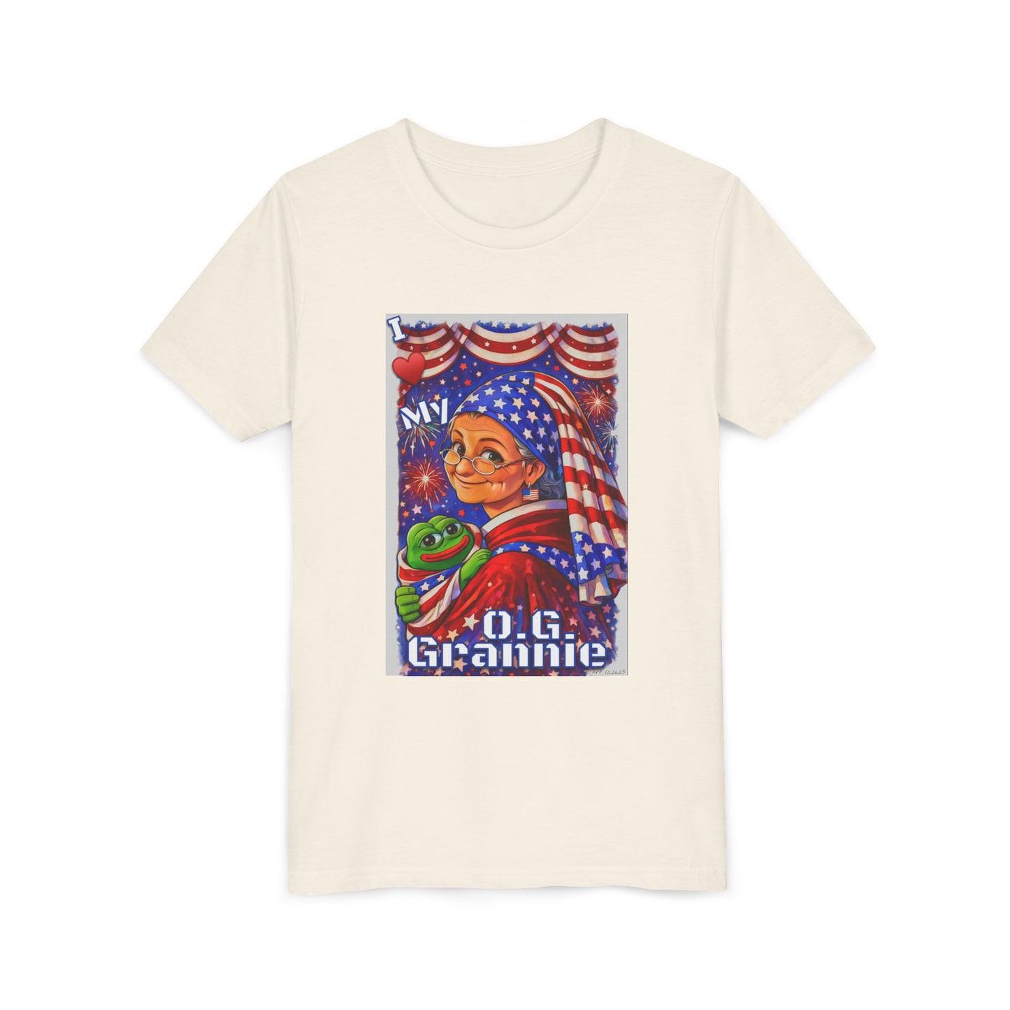 Grandma Anons & Keyboard Warriors for your Littles, “I ♥️ My O.G. Grannie" Youth T-Shirt – American Flag Grandma Design