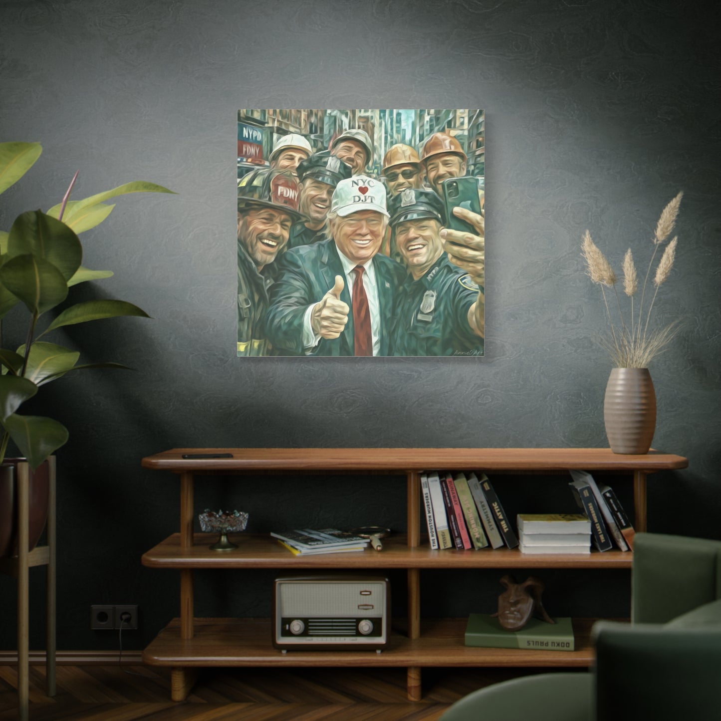 Trump ‘NYC❤️DJT’ - THE Blue-Collar-Billionaire w/ NYC Working Guys —Matte Canvas Print