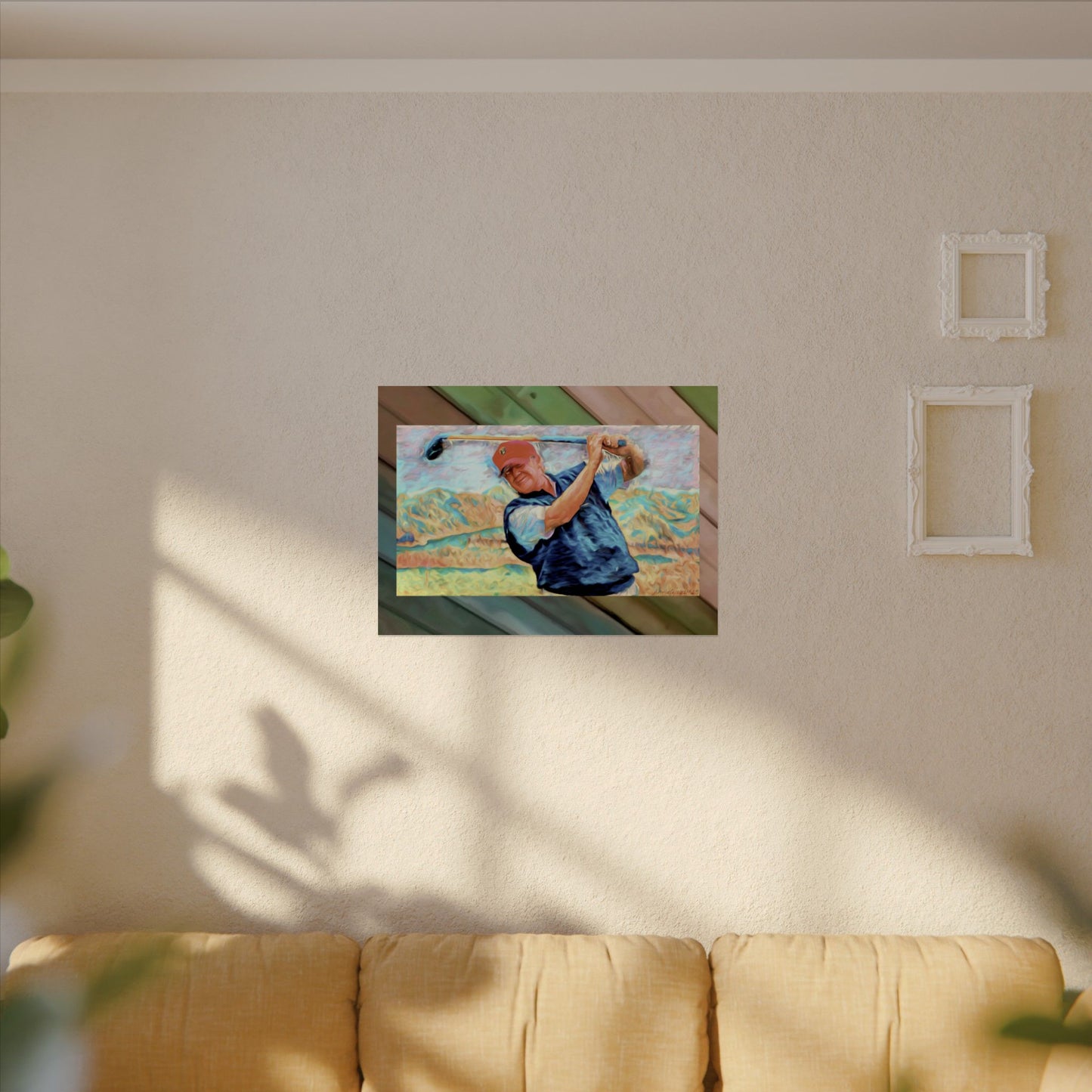 Golf Swing Trump Watercolor Poster — Textured Matte Sports Art Print