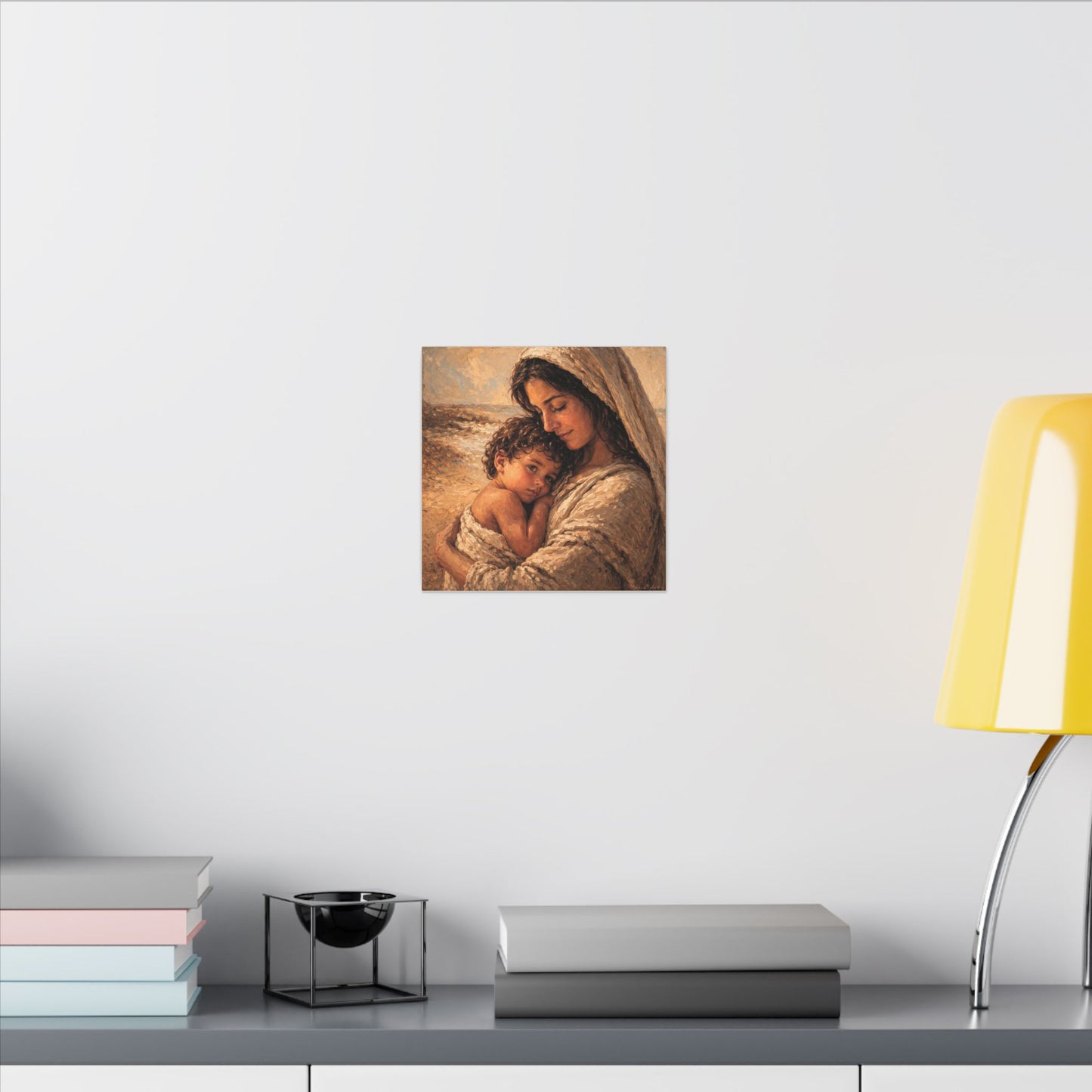 Mary and Jesus Matte Canvas Wall Art — Tender Embrace Spiritual Nursery Decor