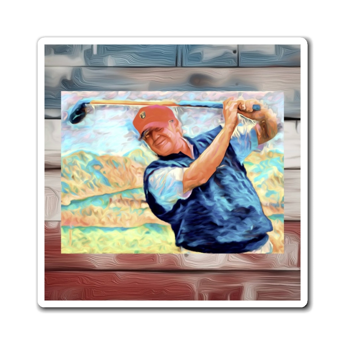 Golf Player Refrigerator Magnet — Vintage Swing Art Magnet