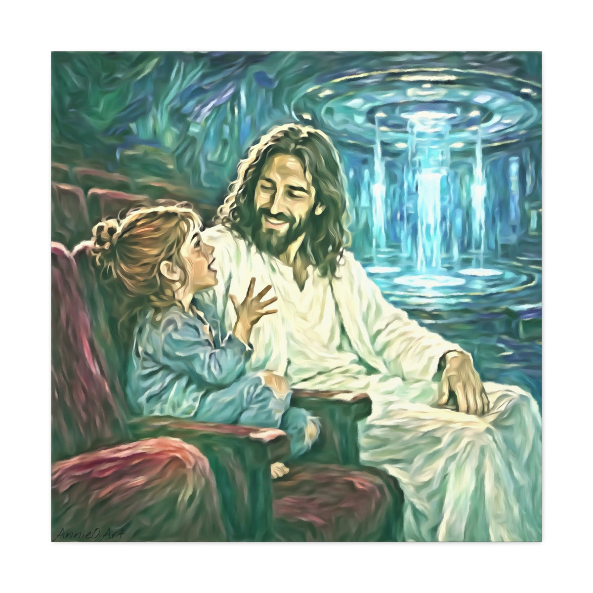 Jesus with Child Matte Canvas Wall Art — Stretched 1.25" Inspirational Christian Decor