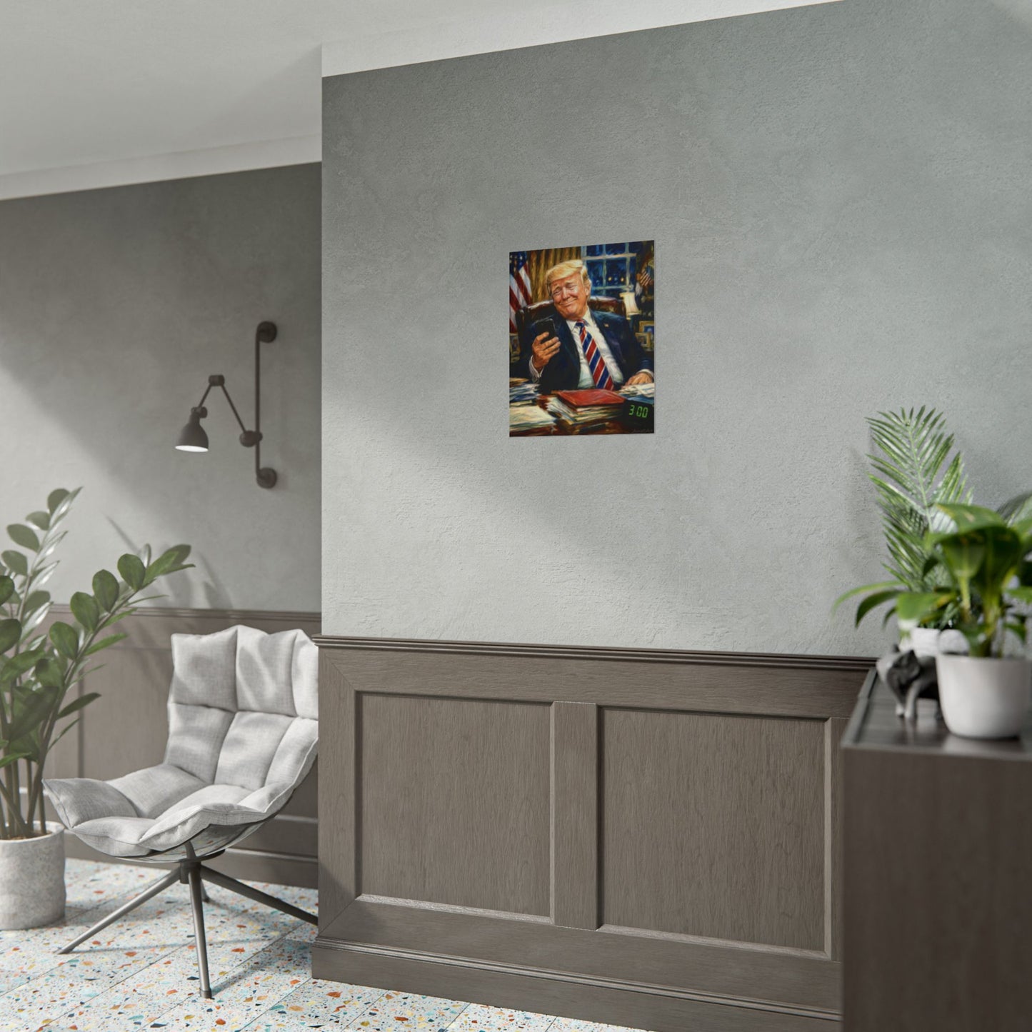 Rolled Poster — Playful President Trump Portrait Wall Art—Keyboard Warriors