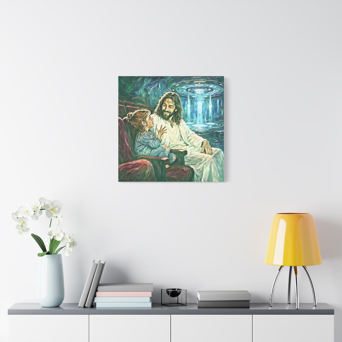 Jesus with Child Matte Canvas Wall Art — Stretched 1.25" Inspirational Christian Decor