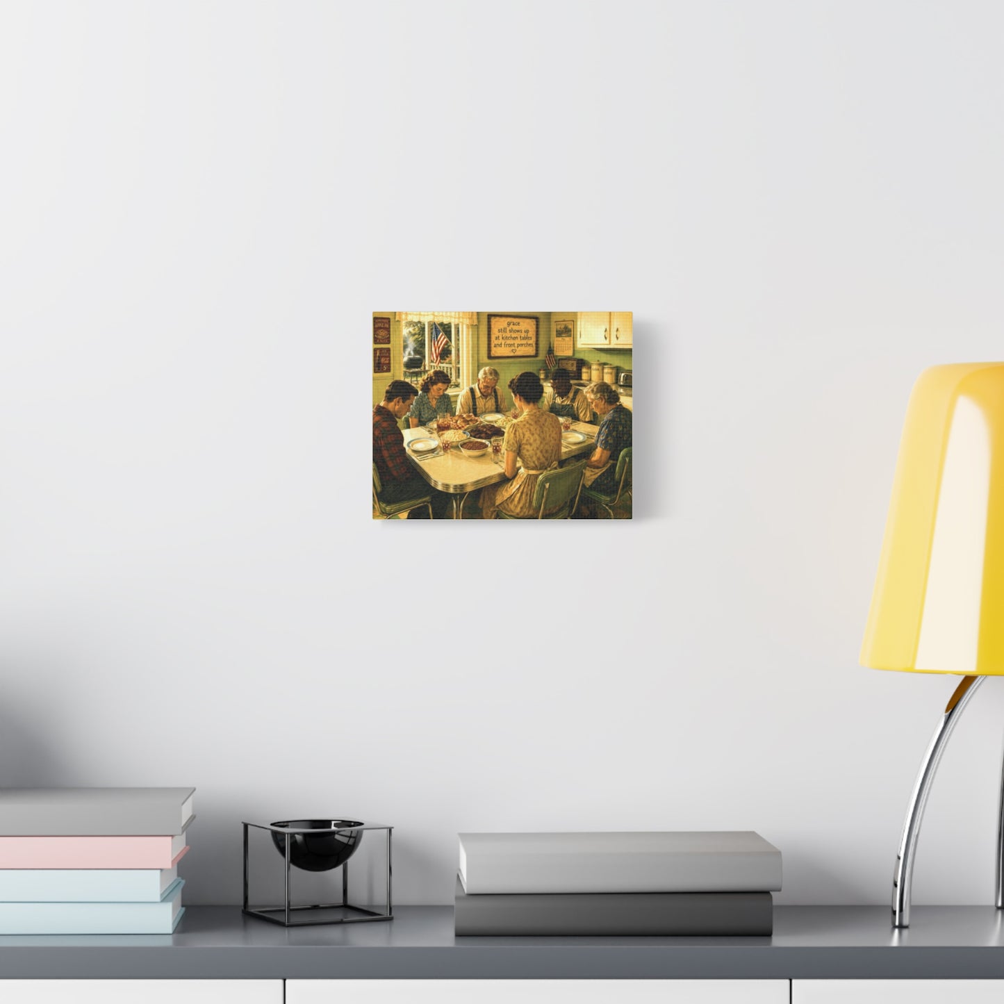 Vintage ‘Giving Thanks’ Family Prayer Canvas Wall Art